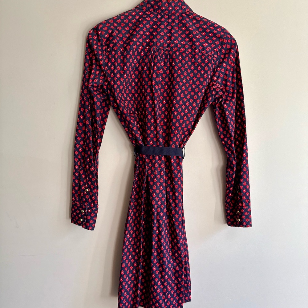 Tommy Hilfiger Red and Navy Long Sleeve Dress 100% Cotton - Picture 2 of 9